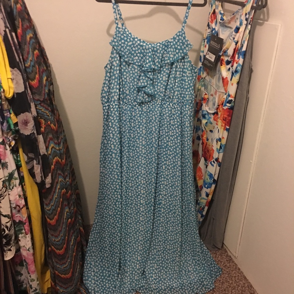 Lane Bryant Blue/White Ruffle Maxi (Size 22/24)